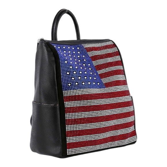 Flag Design Sparkling Rhinestone Backpack - Picture 3 of 6
